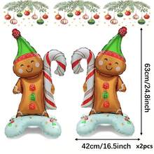 2 个大尺寸立式糖果屋铝箔气球、姜饼人铝箔气球套装、圣诞新年节日派对装饰气球 - 彩色 - 查看 3