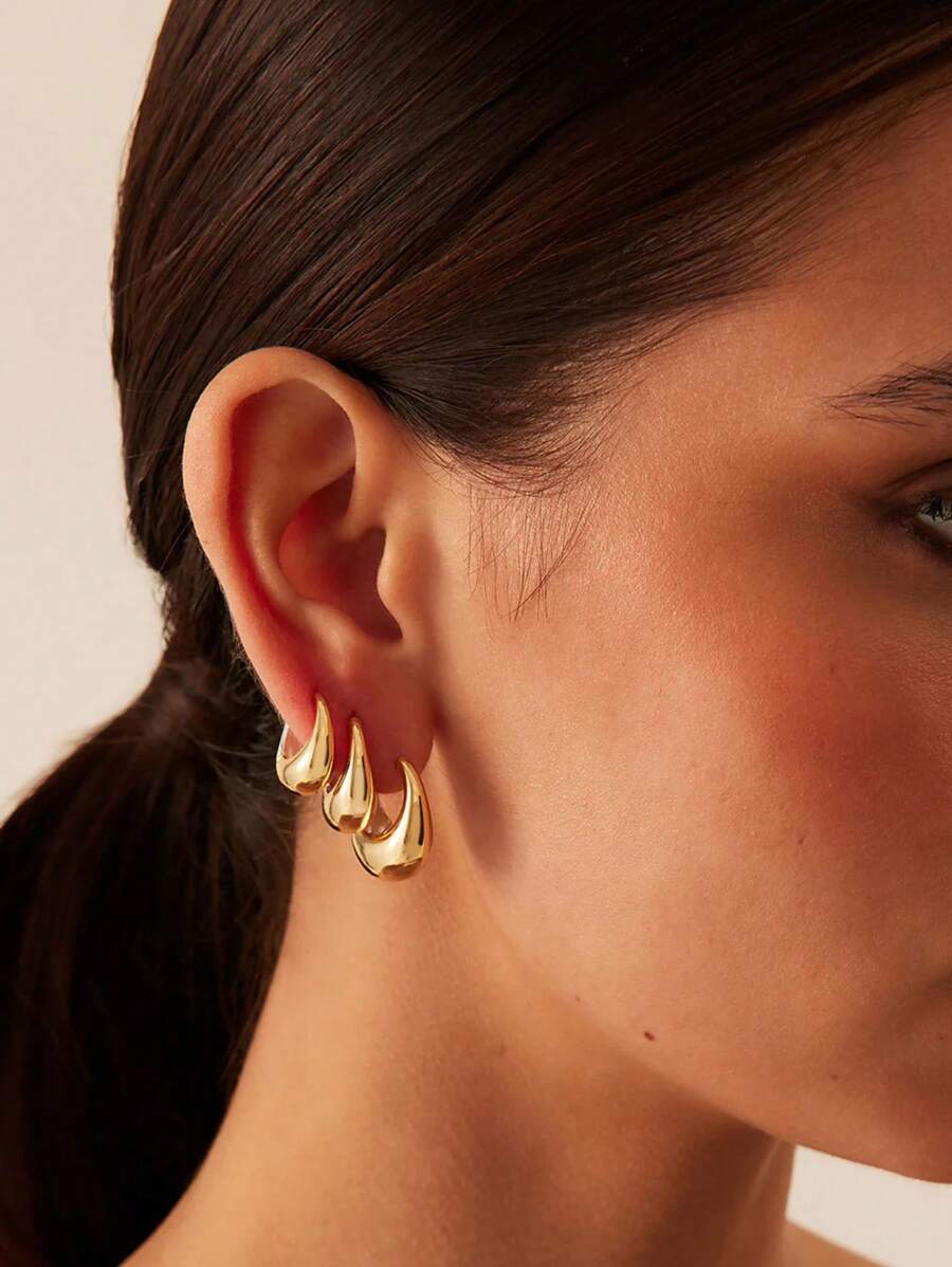 6 buah Anting-anting Logam Tembaga Geometris Sederhana untuk Wanita, Cocok untuk Pemakaian Sehari-hari dan Hadiah Liburan/Kencan