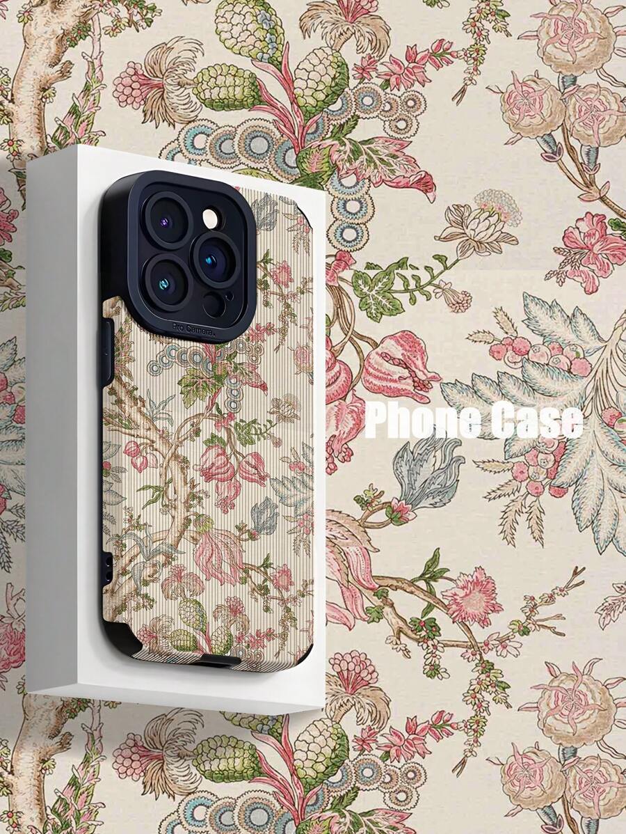 1 件复古粉色和白色花卉条纹仿皮软保护手机壳适用于 Apple/ 15/15 PLUS/15 PRO/15 PRO MAX 防水防震防摔防刮 - 彩色 - 查看 1