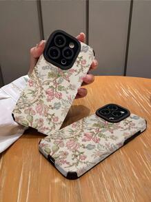 1 件复古粉色和白色花卉条纹仿皮软保护手机壳适用于 Apple/ 15/15 PLUS/15 PRO/15 PRO MAX 防水防震防摔防刮 - 彩色 - 查看 2