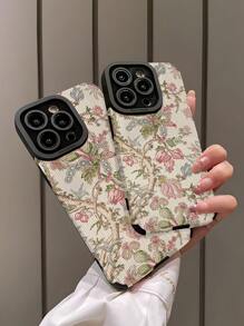 1 件复古粉色和白色花卉条纹仿皮软保护手机壳适用于 Apple/ 15/15 PLUS/15 PRO/15 PRO MAX 防水防震防摔防刮 - 彩色 - 查看 4