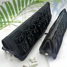 Large Capacity Vertical Foldable 14 Holes Makeup Brush Holder Organizer Case For Makeup Artist Lunch Bag Travel Bag Bags For Ladies Summer Travel, Vacation Home Bathroom Decor Holiday Makeup Organizer Bathroom Accessories Back To School - Black - View 3