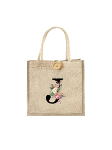 Letter Print Tote Bag, Floral Print Linen Tote Bag, Button Decor Tote Bag, Minimalist Large Capacity Tote Bag, Portable Casual Storage Tote Bag, Multi-Function Shopping Bag, New Design, Large Capacity - Khaki - View 20