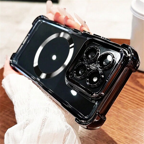 1 Pc Black TPU Bumper Transparent Silicone Soft Edge Simple High-End Magnetic Wireless Charging Drop Protection Full Body Cover Case Compatible With Apple IPhone 16 Pro/16 Pro Max/16 Plus/16/15 Pro/15 Pro Max/15 Plus/15/14 Pro/14 Pro Max/14 Plus/14/13 Pro/13 Pro Max/13/12 Pro/12 Pro Max/12/11 Pro Max/11/11 Pro And Galaxy S24 Ultra/S24 Plus/S24/S23 Ultra/S23 Plus/S23, And Redmi