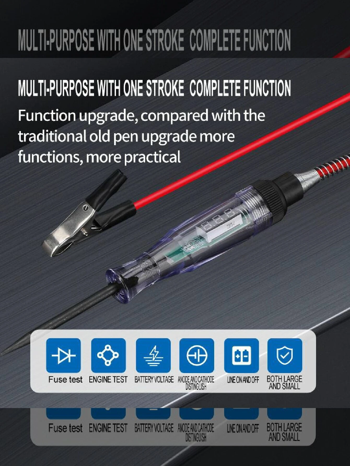 Car Truck Voltage Circuit Tester 6V 12V 24V Digital Display Long Probe Pen Light Bulb Automobile