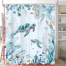 Sea Turtle Shower Curtain For Bathroom Teal Blue Ocean Beach Coastal Decorative Bath Curtain 71 X 71 Inch Polyester Fabric Waterproof Bathroom Curtain With 12 Hooks Home Bathroom Decor Fall Decor Bathroom Accessories Back To School - Green - View 6