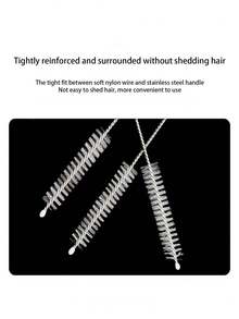 5/10/20 件 304 不锈钢尼龙吸管刷、硅胶和玻璃管清洁刷、婴儿奶瓶清洁刷 - 白色 - 查看 4