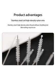 5/10/20 件 304 不锈钢尼龙吸管刷、硅胶和玻璃管清洁刷、婴儿奶瓶清洁刷 - 白色 - 查看 3