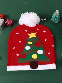 1 件时尚圣诞时尚随机图案无檐便帽，街头派对保暖护耳针织帽，男女通用圣诞设计，多功能防寒 - 針織帽 - 查看 11