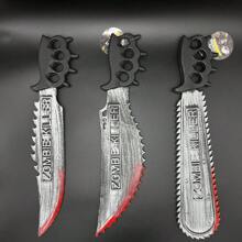 1pc Halloween Party Cosplay Prop Prank Bloody Toy - Plastic Zombie Electric Saw Sharp Knife [Hand-Painted, Knife Handle May Have Some Silver Paint] - Multicolor - View 2