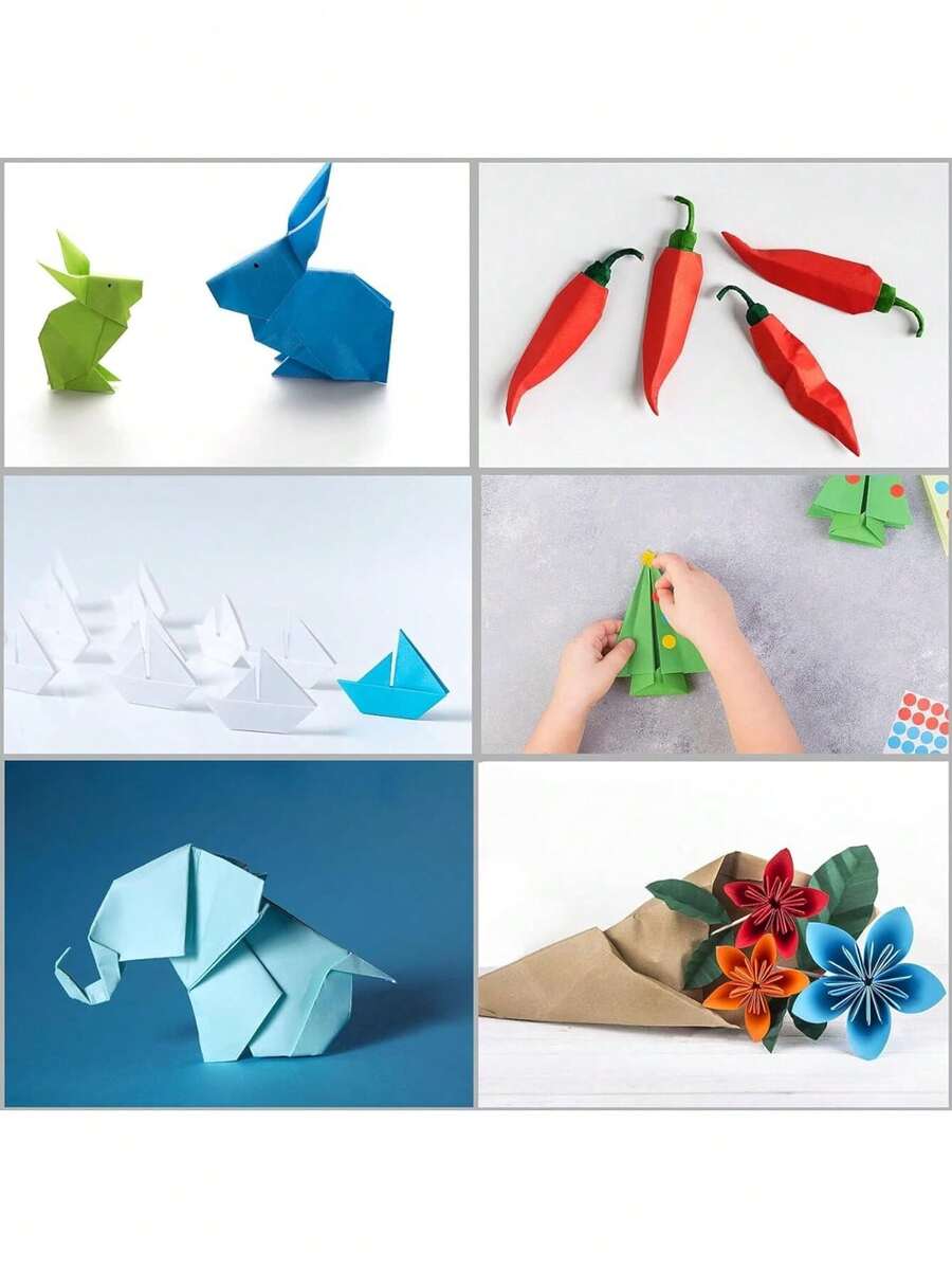 100 Folhas de Origami em 10 Cores, Papel Quadrado de 10 cm, Papel