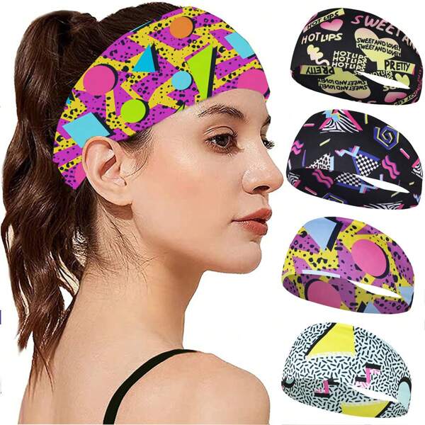 1 pieza Diadema deportiva, Correa de yoga, Banda para el cabello para hacer ejercicio, con estampado floral vintage, que absorbe la humedad y es transpirable para yoga, correr, fitness