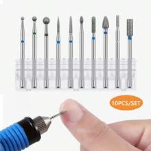 Bộ mũi khoan móng, Bộ 10 mũi khoan móng điện 3/32, Mũi đánh bóng biểu bì chuyên nghiệp cho móng gel Acrylic, Dũa móng tay điện, Dụng cụ khoan móng tay, Đồ dùng làm móng, Dụng cụ làm móng, Dụng cụ làm móng, Trở lại trường, Móng tay, Dụng cụ làm móng để dán móng tay - Bạc - Xem 1