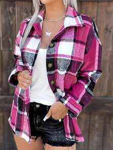 女士秋季休闲长袖格子衬衫