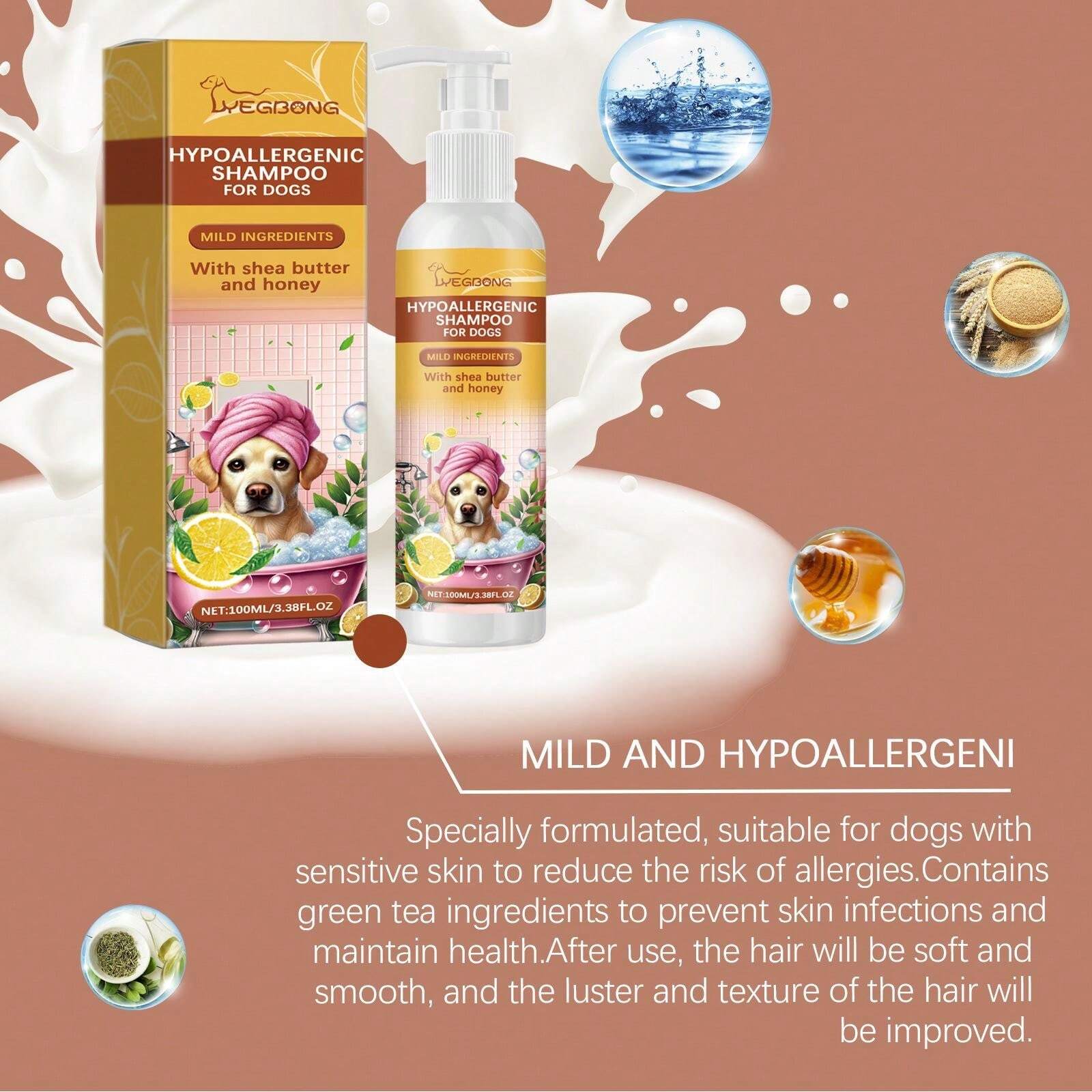 Dog Shampoo, Pet Dog Hair Gentle Cleaning Shampoo, Moisturizing And