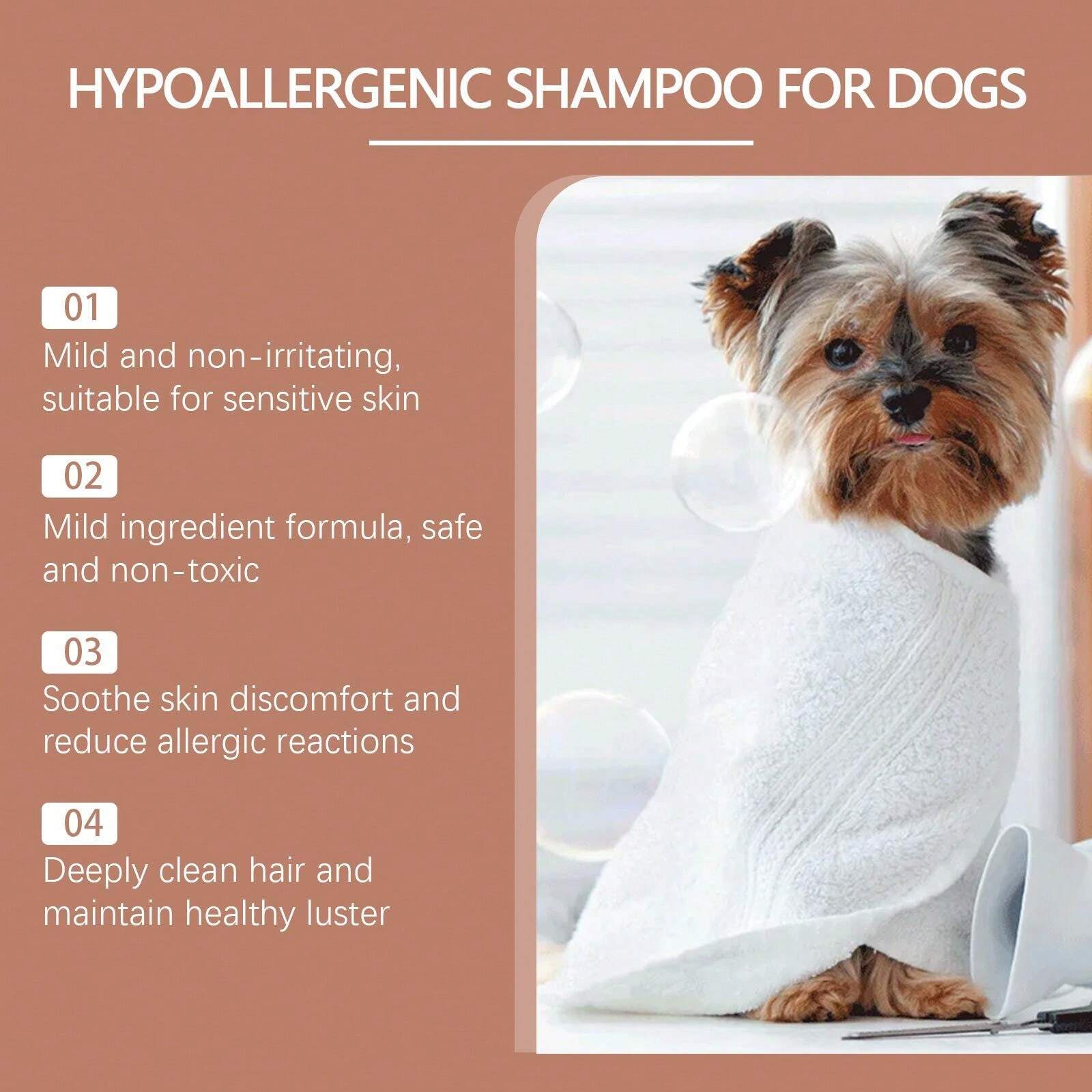 Dog Shampoo, Pet Dog Hair Gentle Cleaning Shampoo, Moisturizing And