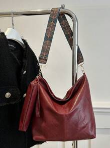 2026 Summer New Fashion Handbag, Shoulder Bag, Tote Bag, High-Quality Commuter Bucket Bag For Women - Burgundy - View 4