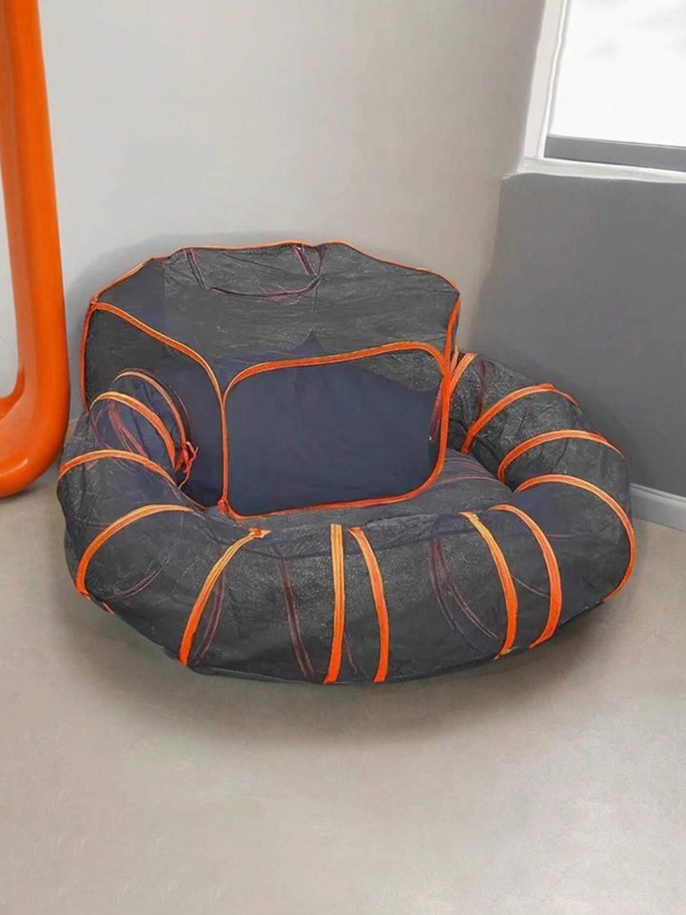 Enclosed Detachable Pet Tunnel Fence, Portable Foldable Cat Tunnel Bed