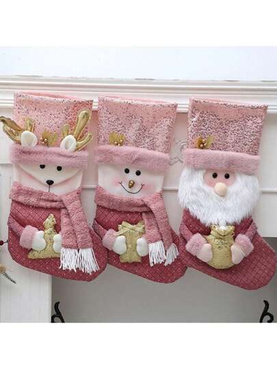 Medias decorativas de tela rosa, bolsa de caramelos para adolescentes, regalo creativo, decoración de cumpleaños, decoración navideña para el hogar, decoración de habitación, decoración navideña de invierno