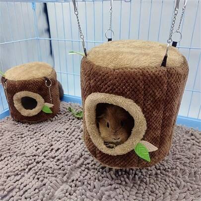 1 件装小型宠物窝，树桩保暖窝，悬挂式仓鼠窝