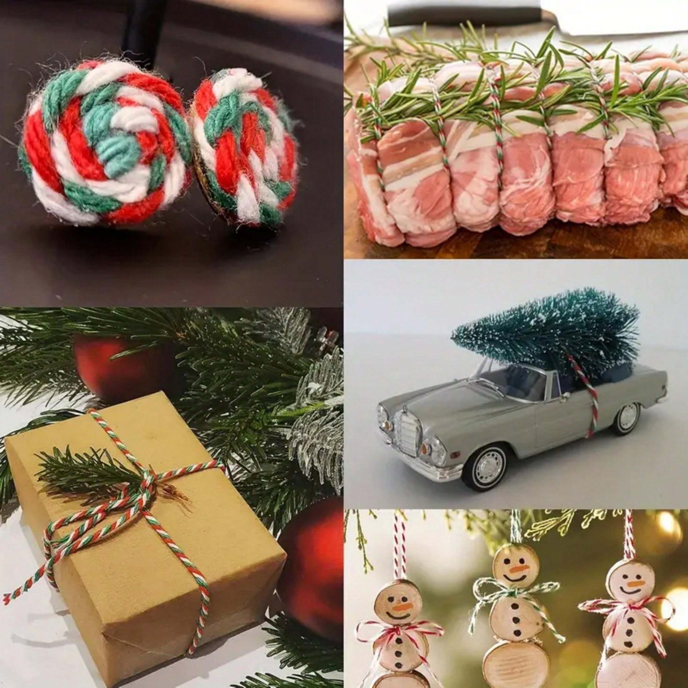 70Yard TriColor (White, Red, Green) Christmas Poly Twine, 2mm Thick