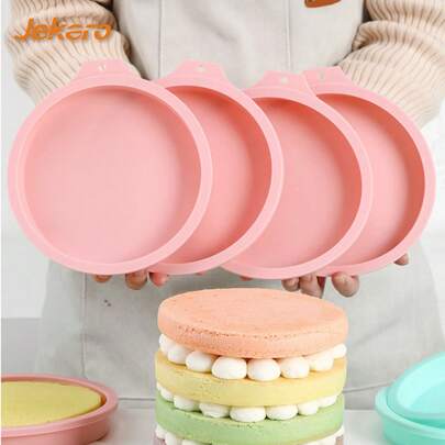 4pcs Round Shape Silicone Cake Molds Set - Non-Stick, Layered, Multi-Size (4''/6''/8''), Bread Pan, Toast Molds, Cake Tray, Kitchen Gadgets, Home Kitchen Essentials, Baking Tools, Easy Release, Space-Saving Design