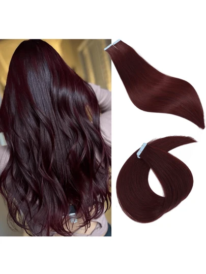 Tape In Human Hair 10-24 Inch Piano Color Hair Extensions Silky Straight Remy Human Hair Seamless Skin Weft Tape In Hair Extensions 20Pcs