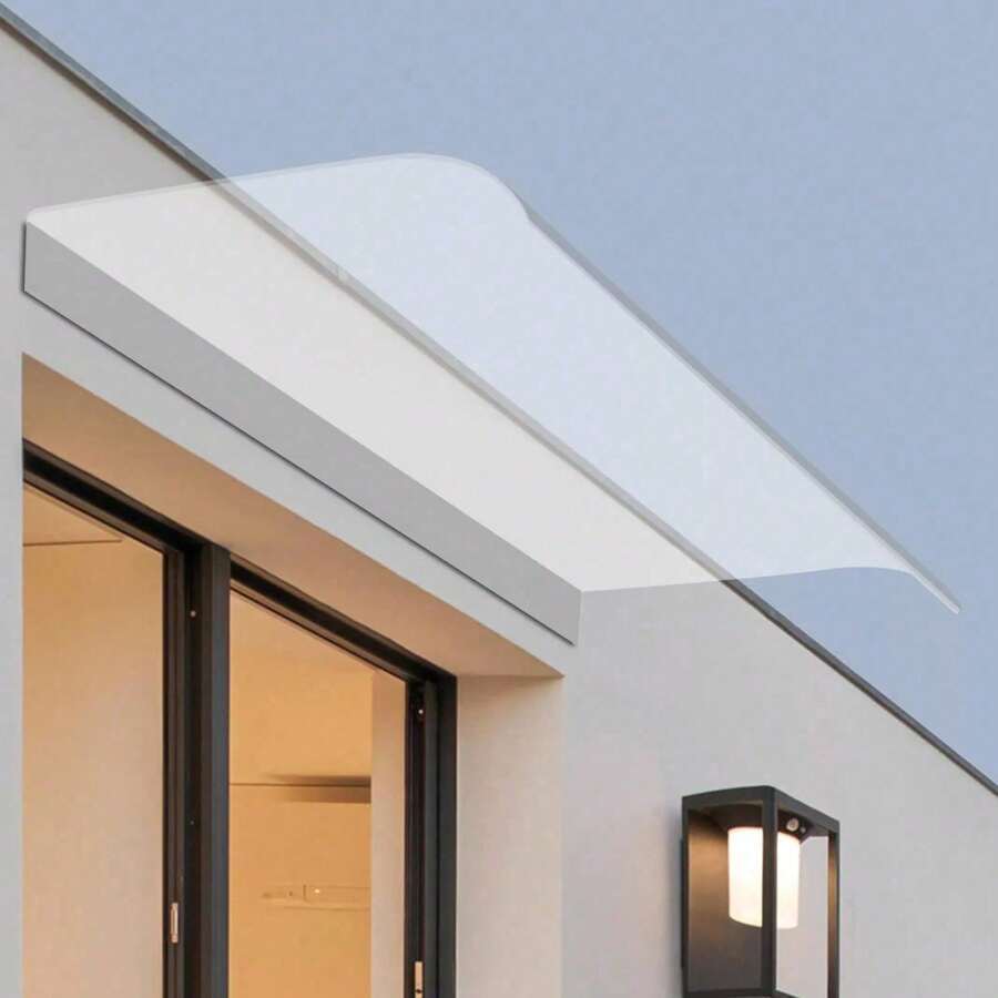 ZhdnBhnos Clear Front Door Awning Canopy Roof Porch Shelter UV Rain