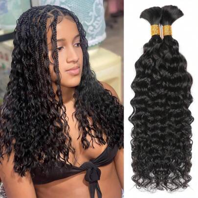 Human Braiding Hair Curly Bulk Human Hair For Braiding 100g No Weft Human Hair Bundles For Braiding Wet And Wavy Human Hair Braiding Hair For Boho Box Braids 100g Per Pack