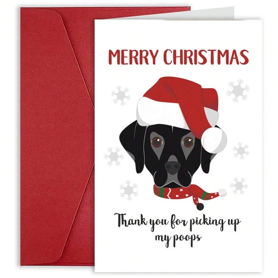 1PC. Thẻ Giáng sinh cho chó Labrador Lack vui nhộn - Cảm ơn bạn đã nhặt phân của tôi, Thẻ Giáng sinh vui nhộn dành cho anh ấy, cô ấy, Thẻ quà tặng Giáng sinh nghịch ngợm cho gia đình, bạn bè - Một cỡ - Xem 1