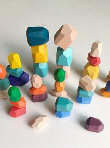 20pcs Natural Wooden Stacking Rocks Balancing Stones - Educational Montessori Preschool Learning Toys For Toddler Development, Puzzle Sorting Toys, Birthday And Christmas Stocking Fillers For Kids