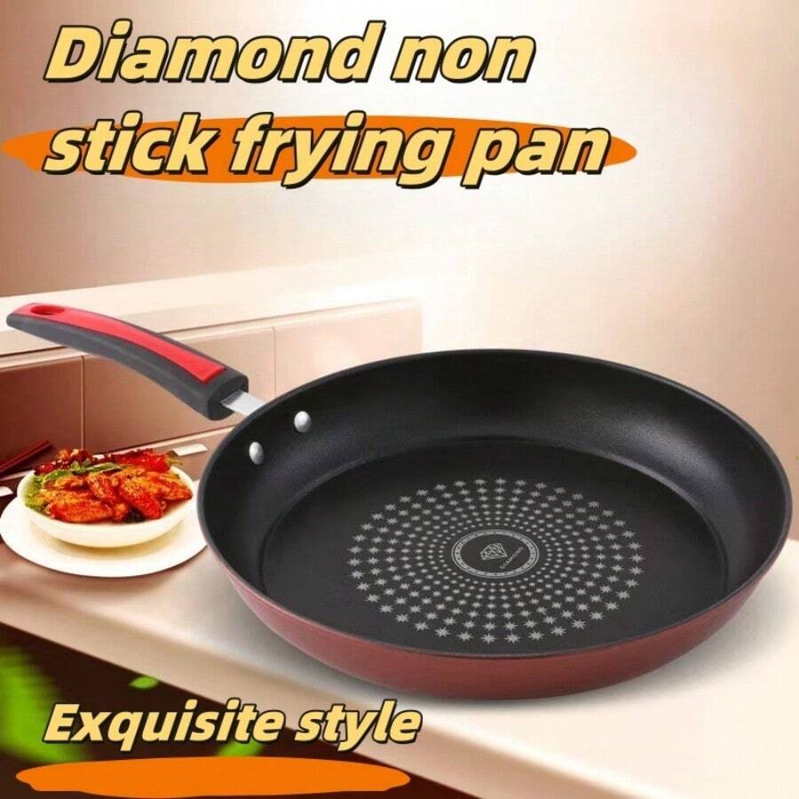 New Red Handle NonStick Frying Pan, Suitable For Gas Stove & Induction