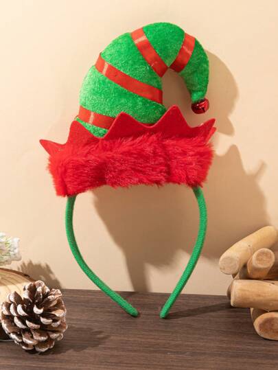 1 قطعة شريط رأس من الألياف البوليستر الأنيق بنمط شجرة عيد الميلاد وقصب السكر، شريط شعر لعيد الميلاد للنساء