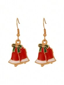 2 件创意时尚可爱圣诞金属油滴圣诞系列耳环，女士珠宝礼物适合节日派对庆祝佩戴 - 耳環 - 查看 13