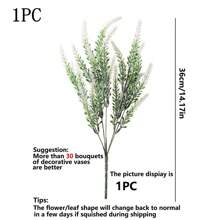 1束人造塑料薰衣草花束，仿真花，适合秋季婚礼花瓶、客厅、卧室、餐厅等家居装饰、节日生日派对用品、户外花园装饰、情人节、毕业礼物、园艺等场合，人造花 - 白色 - 查看 2
