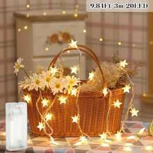 4.9/9.8Ft Star And Moon Decorative Light String,Battery Operated Fairy Decoration Light For Home,Garden, Camping, Party,Wedding Prom,Courtyard Decoration