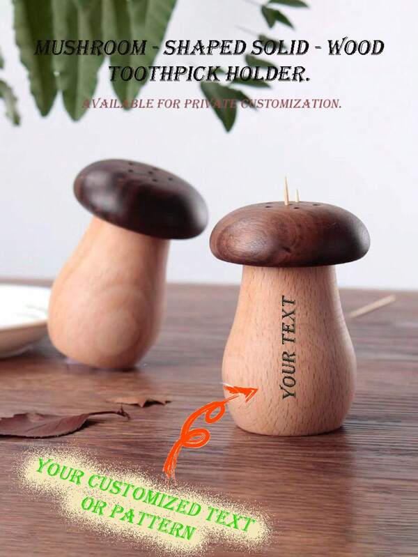 Individuell gestaltbarer, kreativer, süßer Pilz-Nussholz Zahnstocherhalter, hochwertiger Holz-Zahnstocherkasten, Nussholz Tischdekoration für Zuhause, Restaurant, Hotel