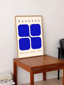 1pc Bauhaus Art Print: Geometric Exhibition Poster, Minimalist Blue Design, Frameless, Suitable For Living Room Or Bedroom - Multicolor - View 3