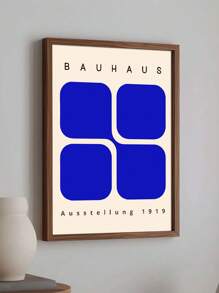 1pc Bauhaus Art Print: Geometric Exhibition Poster, Minimalist Blue Design, Frameless, Suitable For Living Room Or Bedroom - Multicolor - View 9