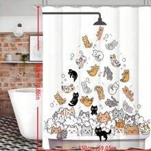 Cute Cat Shower Curtain For Kids Children Funny Cartoon Animal Raining Colorful Hilarious Lovely Pets Playing Water Bathroom Waterproof Polyester Fabric Bathtub 12 Packs Hooks Home Bathroom Decor Fall Decor Bathroom Accessories Back To School - Multicolor - View 7