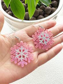 1 对时尚亚克力经典圣诞雪花设计女士耳环，圣诞珠宝 - 雪花 - 查看 7