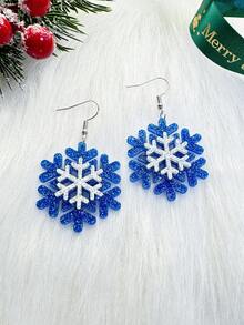 1 对时尚亚克力经典圣诞雪花设计女士耳环，圣诞珠宝 - 雪花 - 查看 6