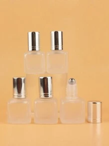 2pcs|3pcs|5pcs|10pcs|20pcs Set Of Square Frosted 6ml Refillable Glass Roll-On Bottles For Cosmetic Water, Portable Mini Essential Oil & Perfume Containers