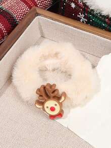 1 件柔软可爱的圣诞发圈、圣诞老人、圣诞树、驯鹿配饰、甜美蓬松发带，适合秋冬季 - 彩色 - 查看 5