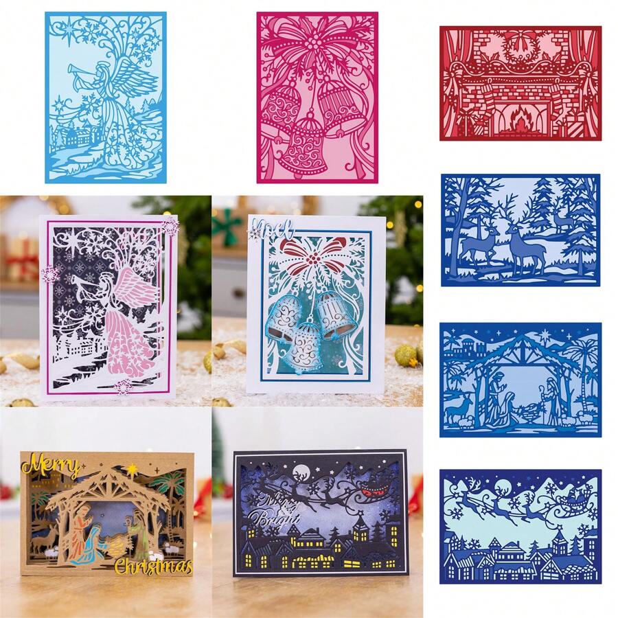 圣诞主题金属切割模具，适用于 DIY 剪贴簿、卡片制作和相册装饰 - 银色 - 銀色 - 查看 1