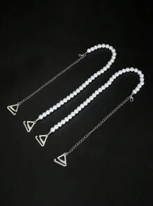 2 regulowane ramiączka biustonosza zdobione perłami, odpinany łańcuszek na klatkę piersiową na imprezę Rave