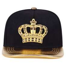 1Piece Men Crown Snapback Cap Hip Hop Caps Outdoor Adjustable Sunscreen Leisure Hat Spring Autumn Travel Tourism Beach Vacation - 黑黃色 - 查看 2