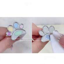 1 件迷你指甲油调色板，带可爱圆圈/足迹设计，混合颜色 UV 凝胶绘画调色板美甲工具 - 彩色 - 查看 6