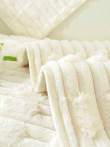 1 件时尚兔毛软沙发垫套，简约优雅，防滑、防尘、防刮，适用于卧室、客厅、书房、办公室装饰 - 米色 - 查看 5