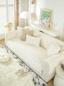 1 件时尚兔毛软沙发垫套，简约优雅，防滑、防尘、防刮，适用于卧室、客厅、书房、办公室装饰 - 米色 - 查看 10